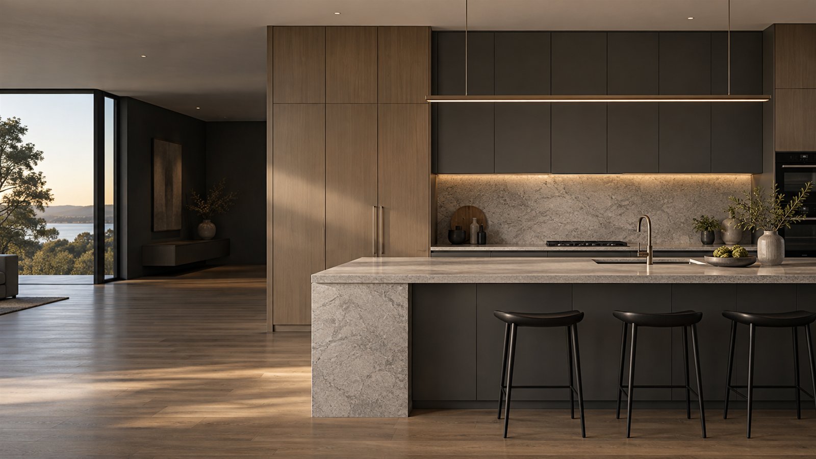 Contemporary kitchen cabinetry with a smooth polyurethane finish